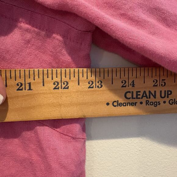 Tweeds Top Women 1X Pink Linen Button Up Lagenlook Boho Coastal Relaxed Flowy - Picture 10 of 12
